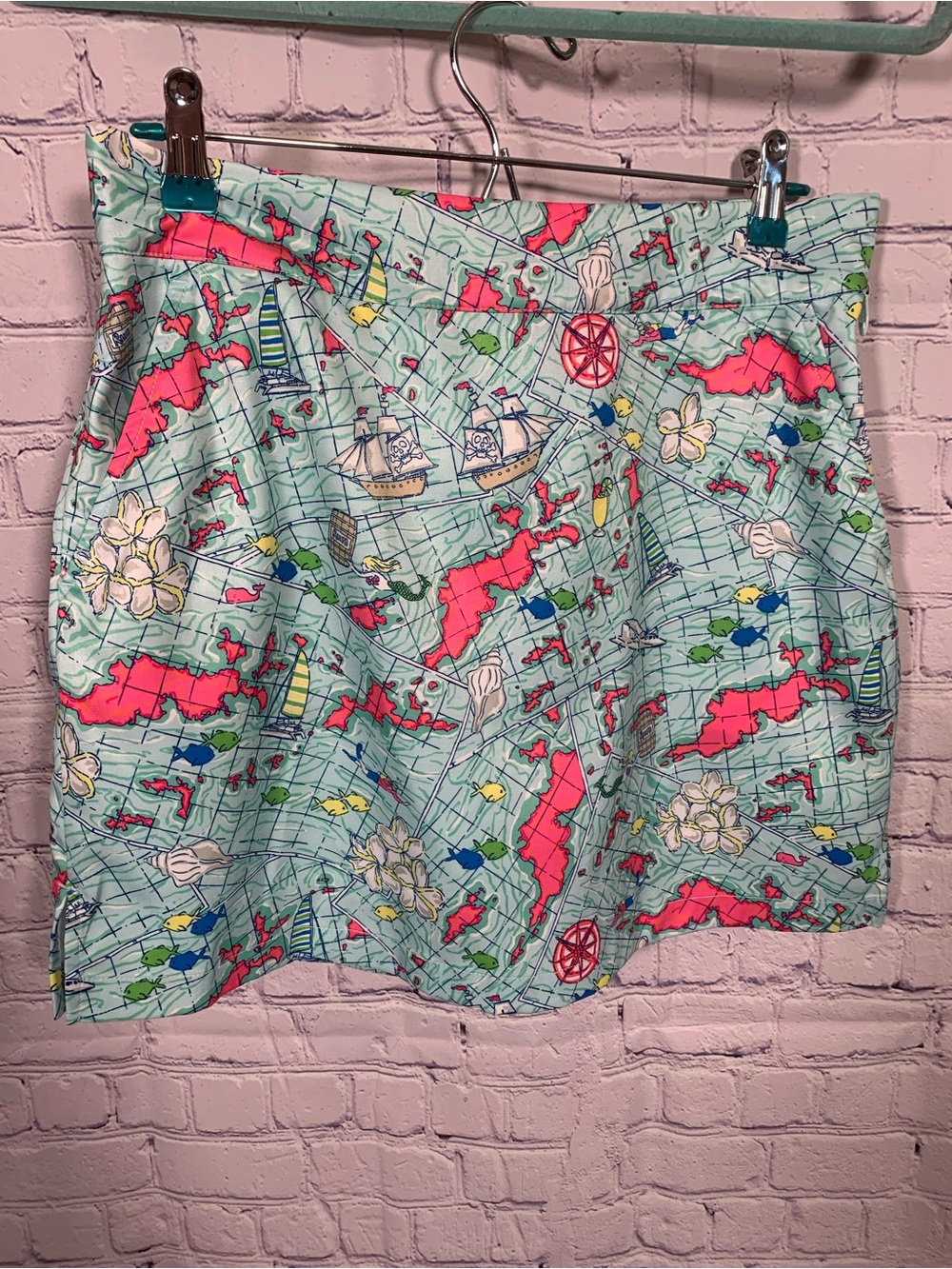 Vineyard Vines Mini Golf Skort British Virgin Islands Nautical Map Print Sz 4